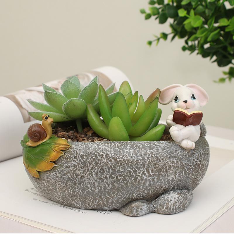 Chậu cây resin phong cách đồng quê, chậu mọng nước mini, trang trí nhà và tiểu cảnh (RG-277)