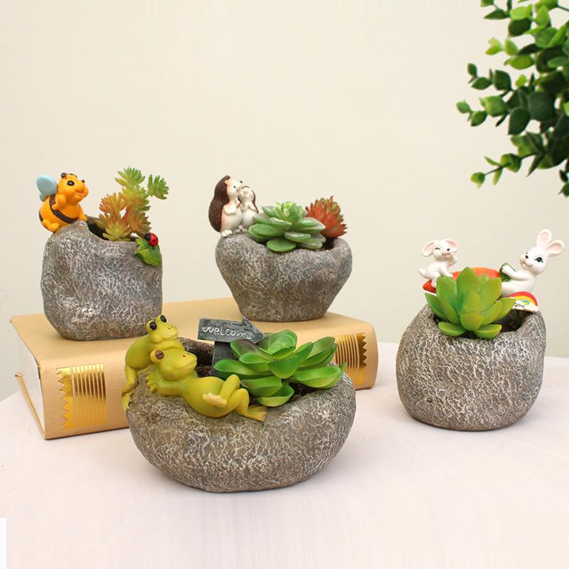Chậu Cây Resin Chậu cây resin phong cách đồng quê, chậu mọng nước mini, trang trí nhà và tiểu cảnh (RG-277)