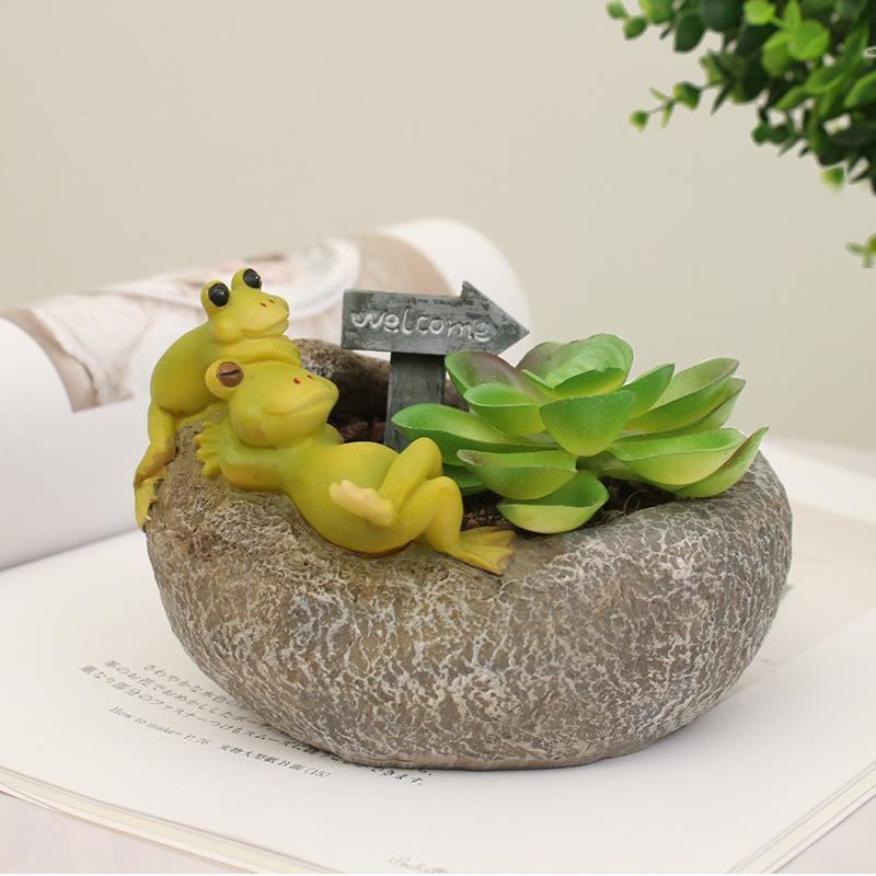 Bộ que cắm hoa thời tiết hoạt hình Zakka, phụ kiện tiểu cảnh và chậu cây mọng nước (RG-185)