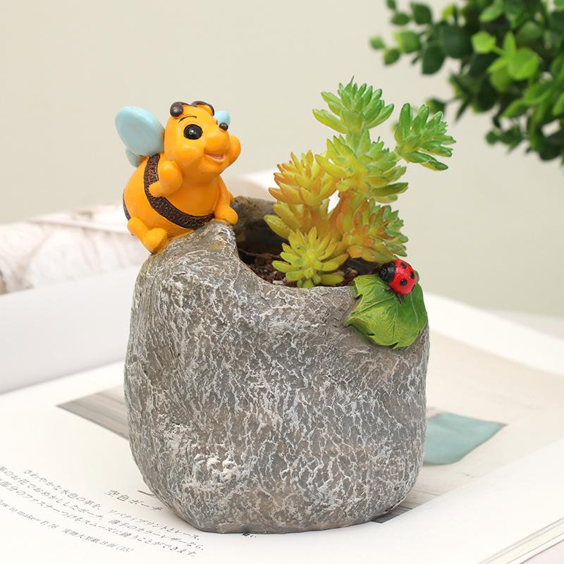 Bộ que cắm hoa thời tiết hoạt hình Zakka, phụ kiện tiểu cảnh và chậu cây mọng nước (RG-185)