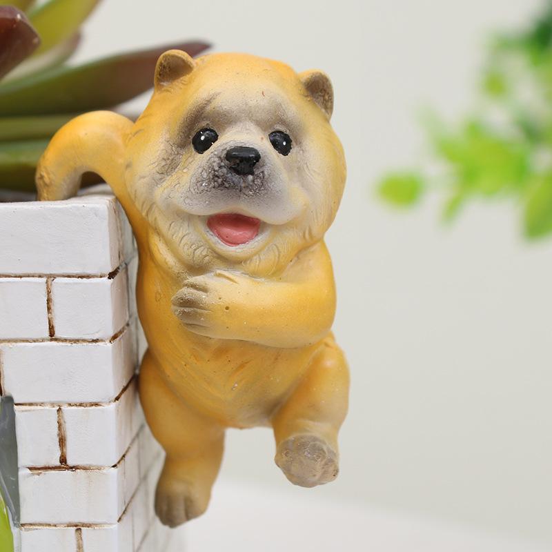 Tượng chó resin leo bể phong cách Zakka, phụ kiện tiểu cảnh hồ cá, chậu cây và bể bò sát (RG-275)