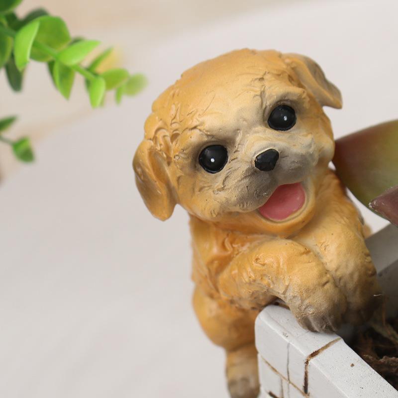 Tượng chó resin leo bể phong cách Zakka, phụ kiện tiểu cảnh hồ cá, chậu cây và bể bò sát (RG-275)