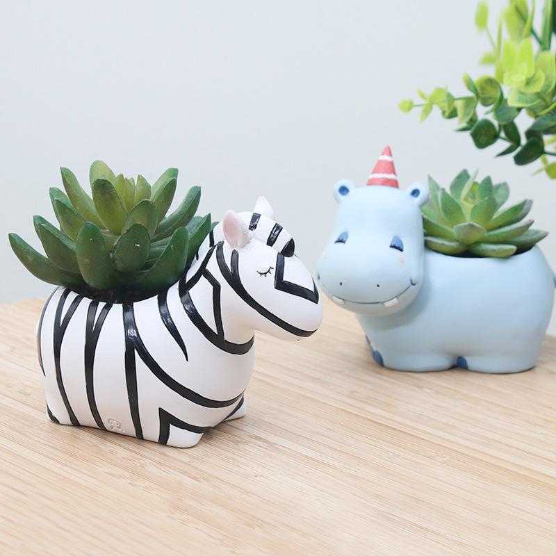 Chậu cây mọng nước hình gấu trúc resin, chậu mini để bàn văn phòng, trang trí tiểu cảnh (RG-144)