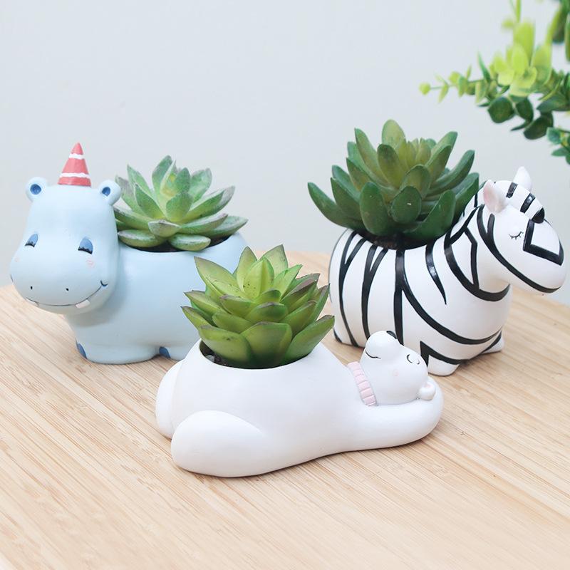 Chậu cây mọng nước hình gấu trúc resin, chậu mini để bàn văn phòng, trang trí tiểu cảnh (RG-144)