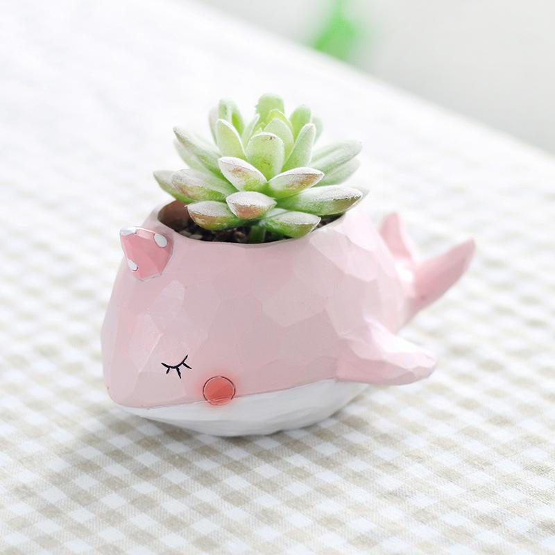 Chậu cây mọng nước hình cá voi resin phong cách Zakka, chậu mini để bàn, ban công và sân vườn (RG-146)