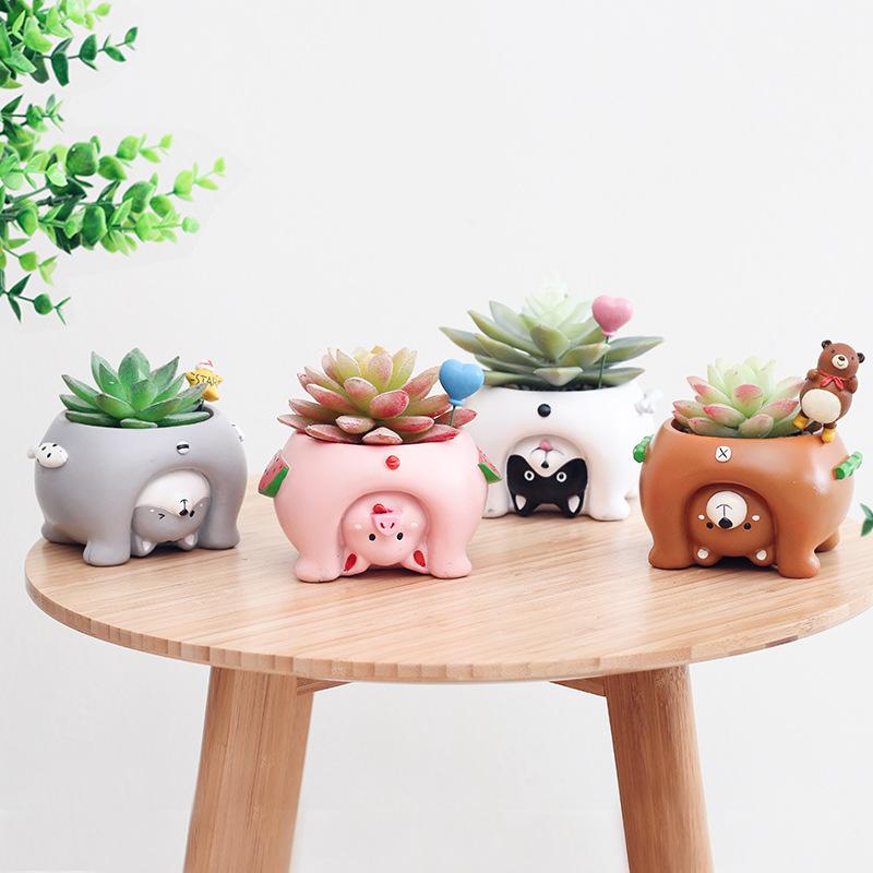 Chậu cây mọng nước hình heo resin, chậu mini để bàn, đồ trang trí và quà tặng (RG-133)
