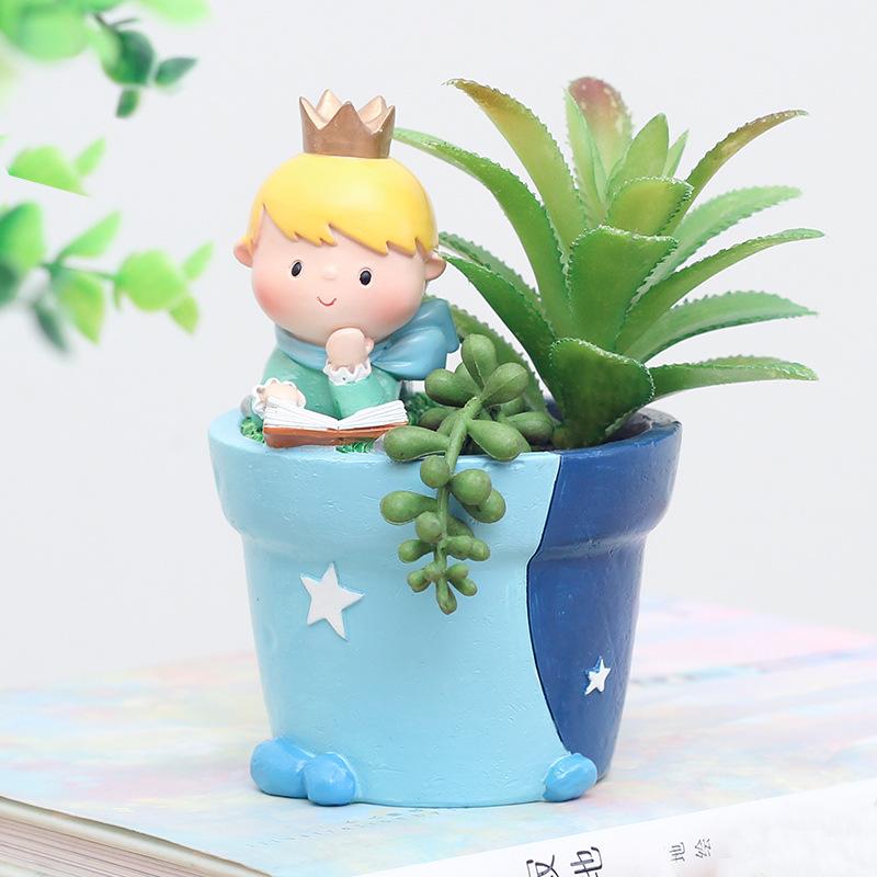 Chậu cây mọng nước hoàng tử bé hoạt hình, chậu mini để bàn, trang trí tiểu cảnh sân vườn (RG-77)