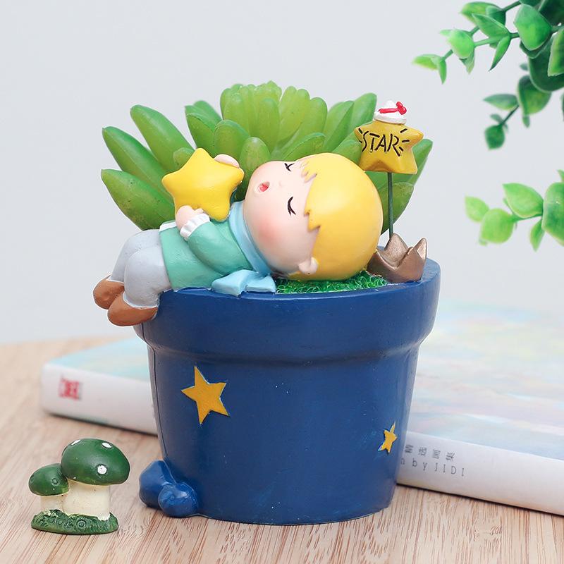 Chậu cây mọng nước hoàng tử bé hoạt hình, chậu mini để bàn, trang trí tiểu cảnh sân vườn (RG-77)