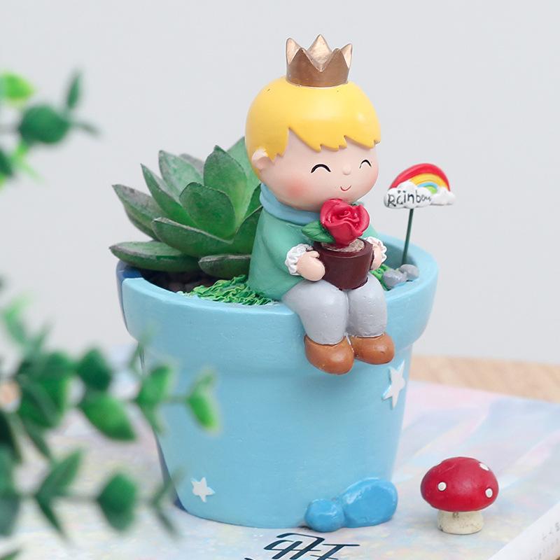 Chậu cây mọng nước hoàng tử bé hoạt hình, chậu mini để bàn, trang trí tiểu cảnh sân vườn (RG-77)