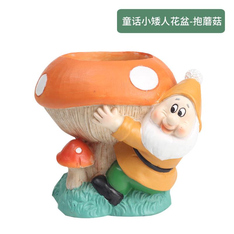 Chậu cây mọng nước hình người lùn đồng quê resin, chậu mini để bàn, trang trí sân vườn (RG-271)