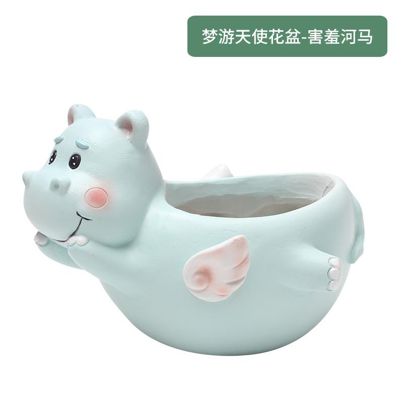 Chậu cây mọng nước hình gốc cây resin vintage, chậu mini hình động vật, trang trí bàn làm việc (RG-162)