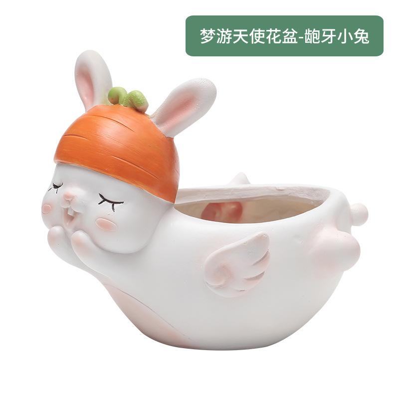 Chậu cây mọng nước hình gốc cây resin vintage, chậu mini hình động vật, trang trí bàn làm việc (RG-162)