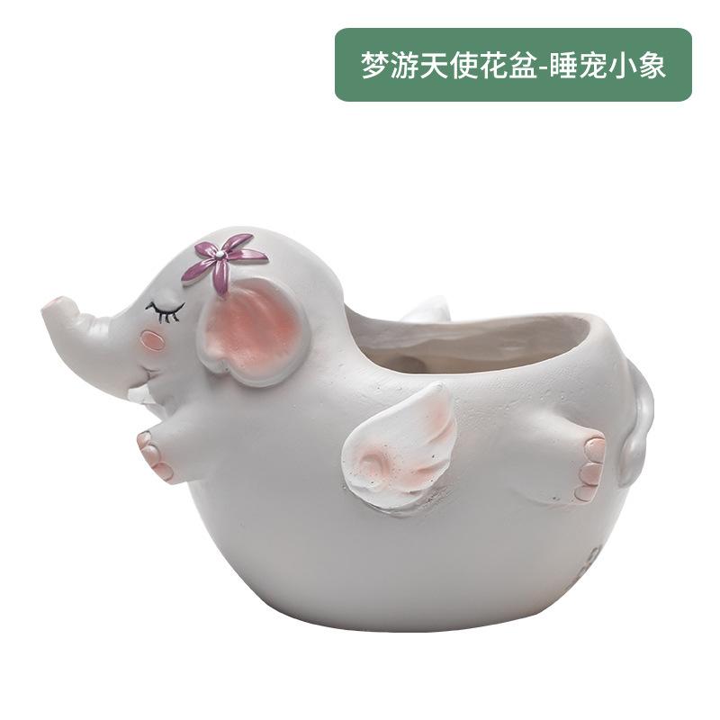 Chậu cây mọng nước hình gốc cây resin vintage, chậu mini hình động vật, trang trí bàn làm việc (RG-162)