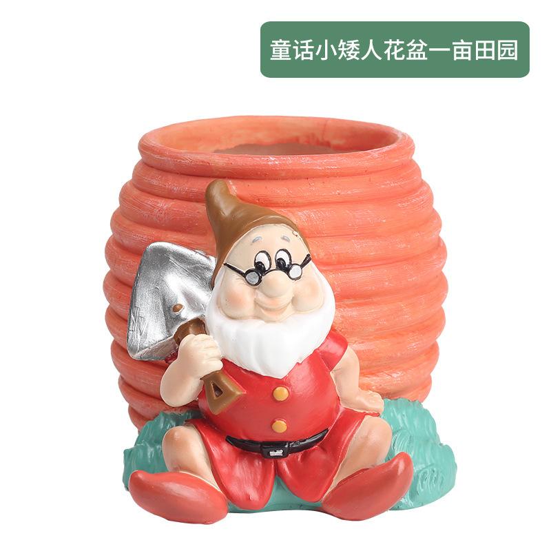 Chậu cây mọng nước hình người lùn đồng quê resin, chậu mini để bàn, trang trí sân vườn (RG-271)