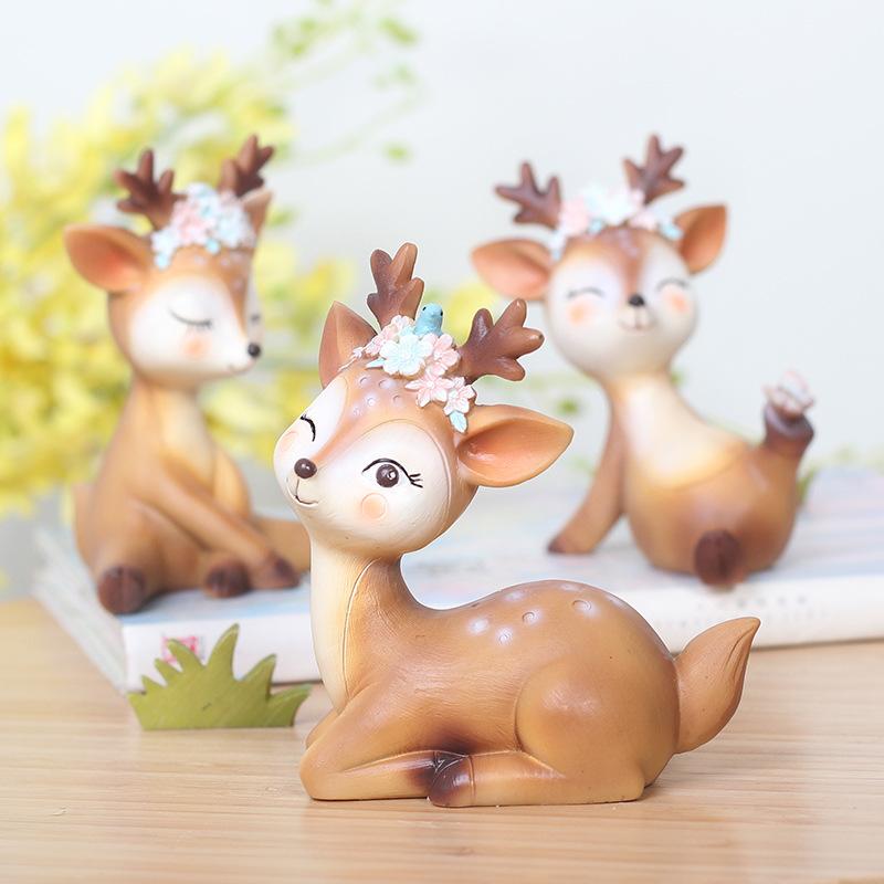Chậu Cây Resin Tượng hươu sao resin mini trang trí xe hơi, đồ trang trí nhà, phụ kiện bàn làm việc (RG-97)