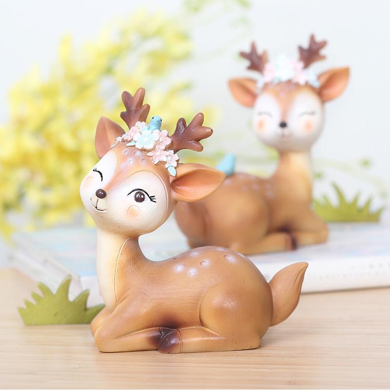 Tượng hươu sao resin mini trang trí xe hơi, đồ trang trí nhà, phụ kiện bàn làm việc (RG-97)