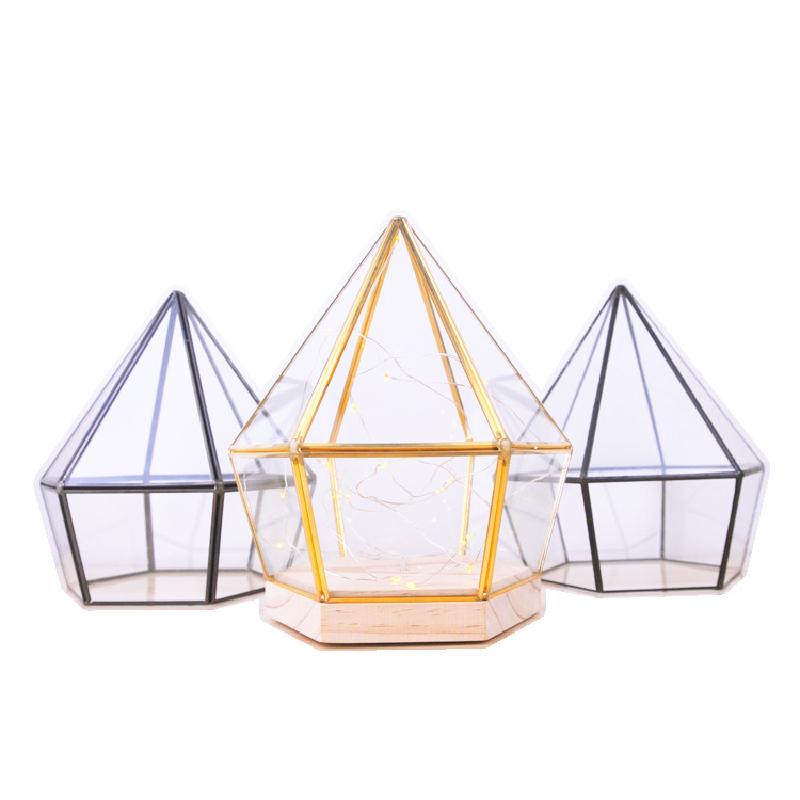 Chụp kính đế gỗ lục giác trang trí mô hình (DG-138)