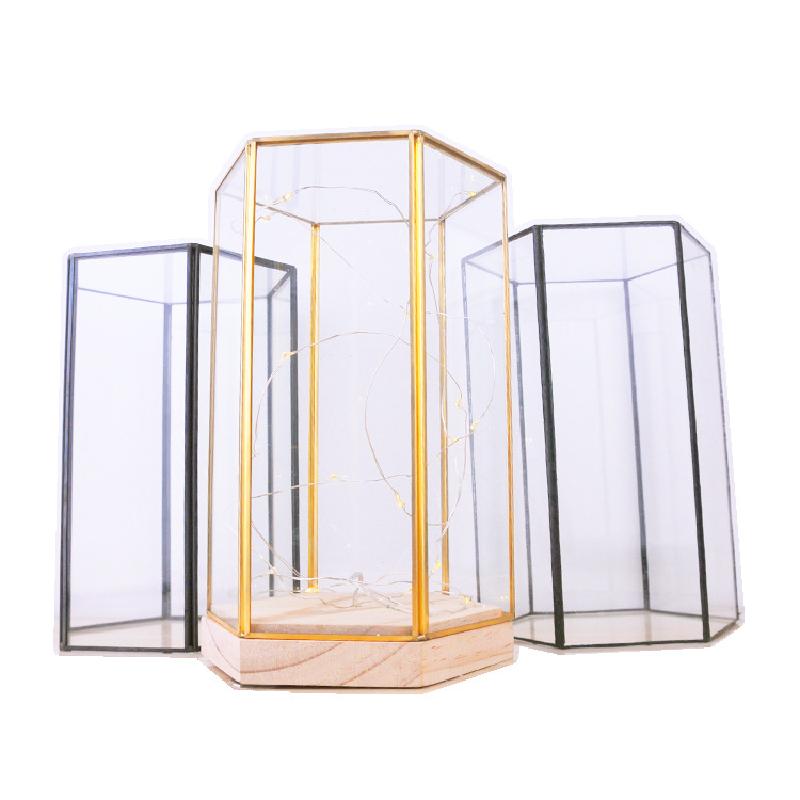 Đèn kính đế gỗ 6 mặt LED trang trí (DG-140)