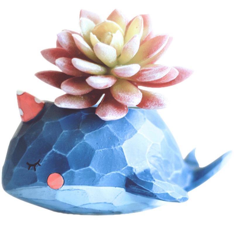 Chậu cây mọng nước hình cá voi resin phong cách Zakka, chậu mini để bàn, ban công và sân vườn (RG-146)