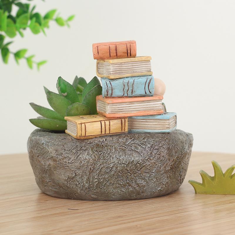 Chậu cây mọng nước resin phong cách đồng quê, chậu mini trang trí văn phòng, ban công và tiểu cảnh (RG-184)