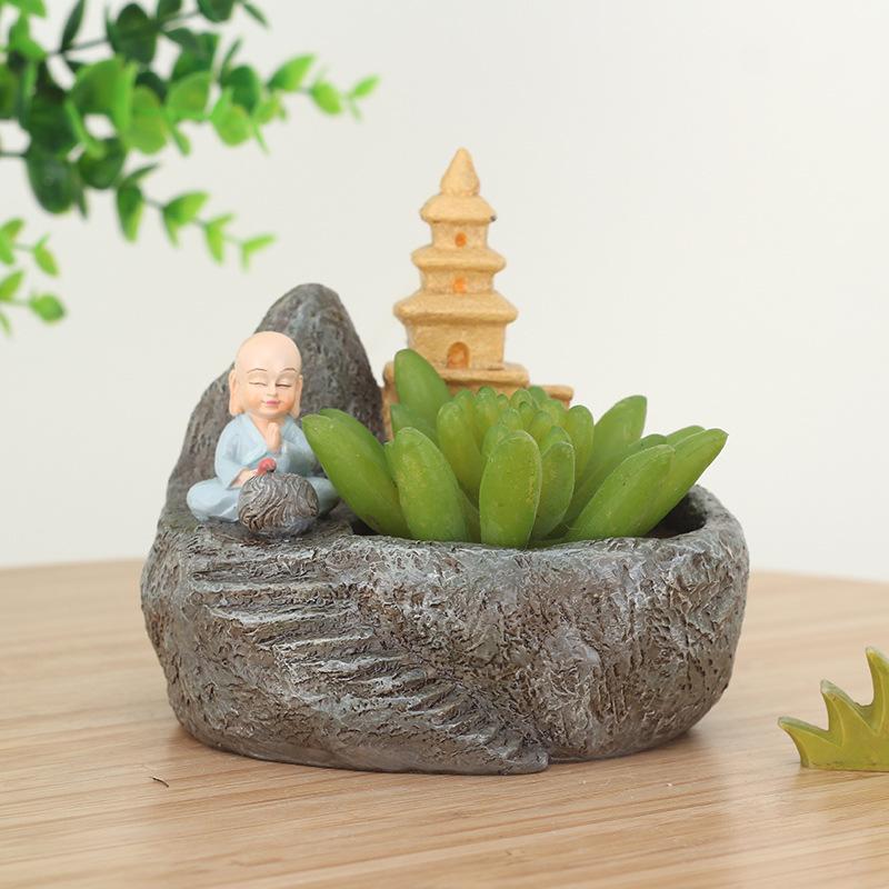 Chậu cây mọng nước resin phong cách đồng quê, chậu mini trang trí văn phòng, ban công và tiểu cảnh (RG-184)
