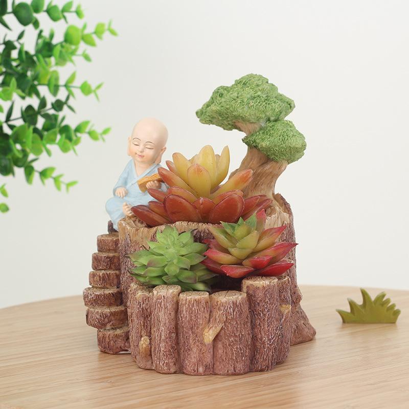 Chậu cây mọng nước resin phong cách đồng quê, chậu mini trang trí văn phòng, ban công và tiểu cảnh (RG-184)