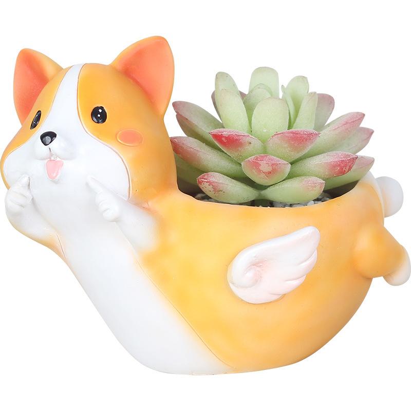 Chậu cây mọng nước hình gốc cây resin vintage, chậu mini hình động vật, trang trí bàn làm việc (RG-162)