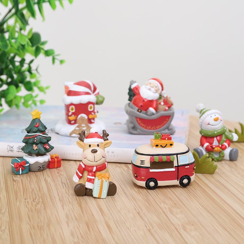 Tượng ông già Noel resin phong cách Zakka, đồ trang trí Giáng Sinh, phòng trẻ em và bàn làm việc (RG-268)