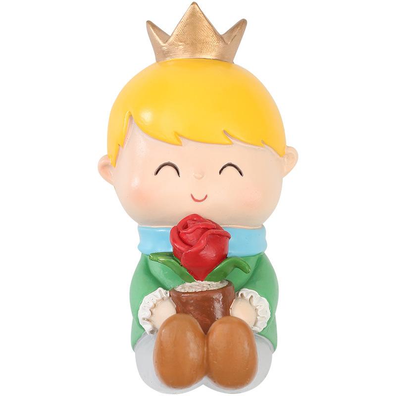 Tượng hoàng tử bé resin phong cách Zakka, đồ trang trí xe hơi, bánh kem và bàn làm việc (RG-119)