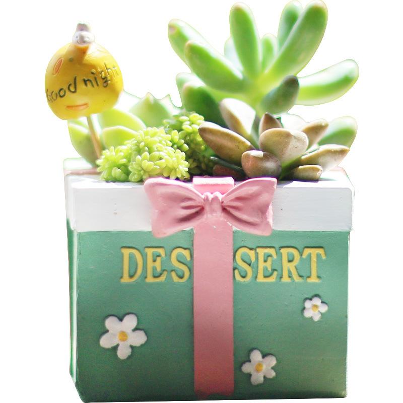 Chậu cây mọng nước mini resin phong cách hoạt hình, chậu để bàn văn phòng, trang trí tiểu cảnh (RG-91)