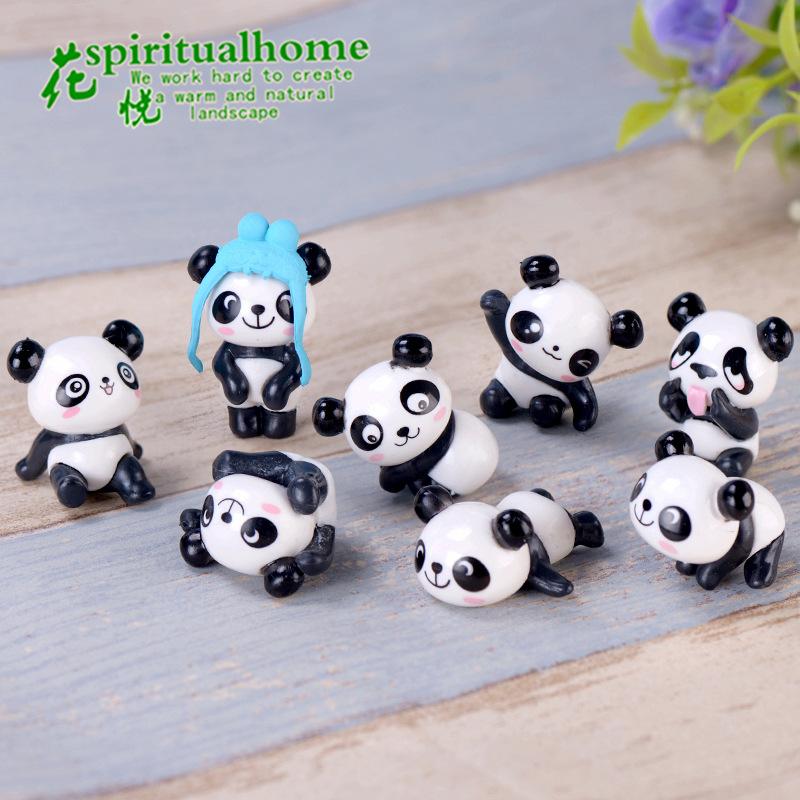 Tiểu cảnh gấu nằm và gấu panda trang trí chậu cây (TZC-650)