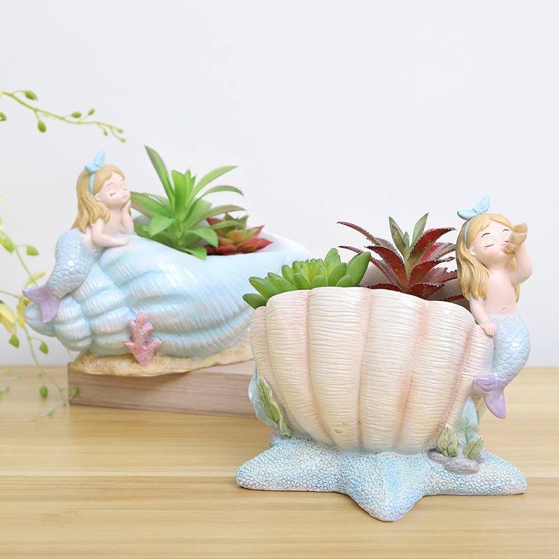 Chậu cây nàng tiên cá resin, chậu mọng nước mini, trang trí nhà, tiểu cảnh và sân vườn (RG-124)