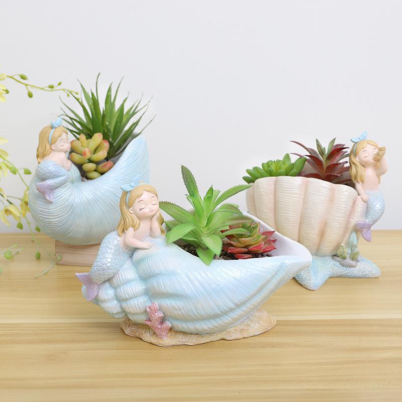 Chậu cây nàng tiên cá resin, chậu mọng nước mini, trang trí nhà, tiểu cảnh và sân vườn (RG-124)