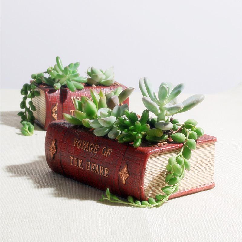Chậu Cây Resin Chậu cây mọng nước hình sách văn học resin phong cách châu Âu, chậu mini tiểu cảnh DIY (RG-69)