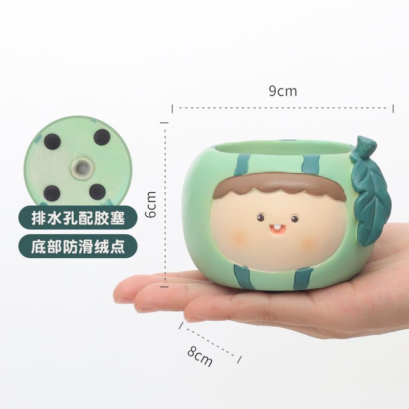 Chậu cây mọng nước mini resin hoạt hình, chậu để bàn trang trí nhà, văn phòng và sân vườn (RG-127)