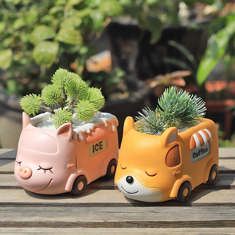 Chậu cây mọng nước hình động vật resin, chậu mini trang trí văn phòng, nhà và ban công (RG-76)