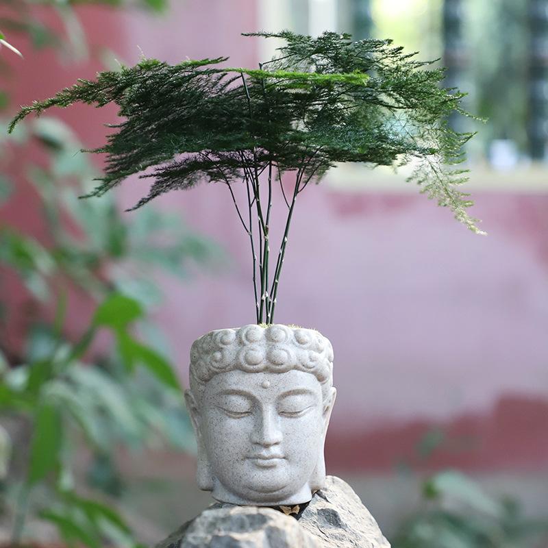 Chậu cây resin giả đá hình đầu Phật, chậu cây trang trí nhà, ban công và sân vườn (RG-14)