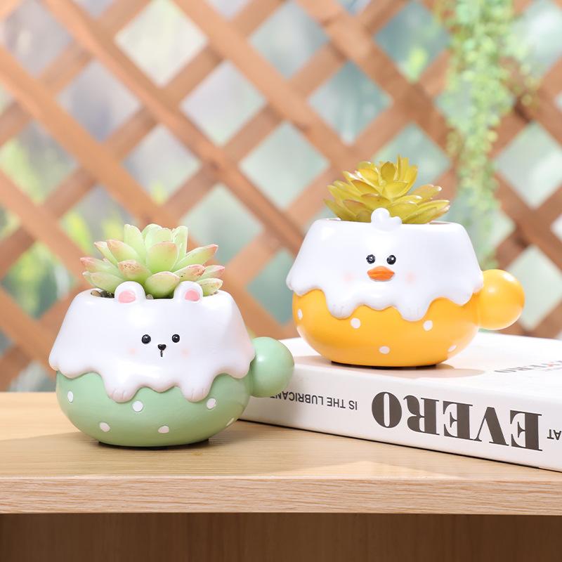 Chậu cây hình thú cưng hoạt hình resin, chậu mọng nước mini, trang trí ban công sân vườn (RG-24)