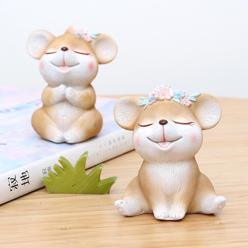 Tượng chuột resin mini phong cách Instagram, đồ trang trí bánh kem, bàn làm việc và nhà (RG-260)