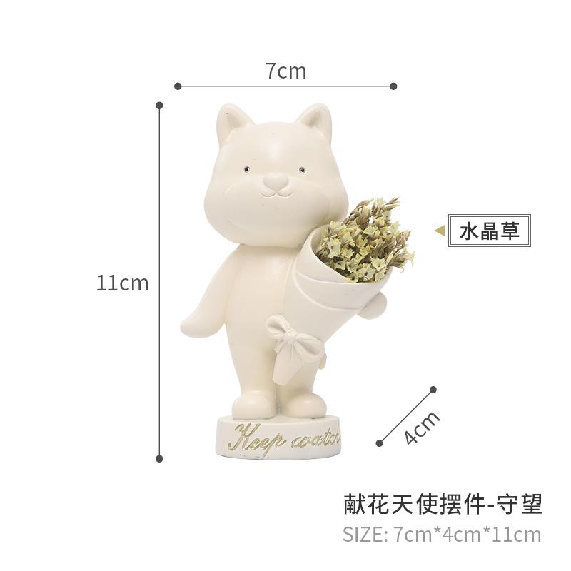 Tượng thiên thần tặng hoa resin phong cách Zakka, phụ kiện chậu cây, tiểu cảnh và sân vườn (RG-264)
