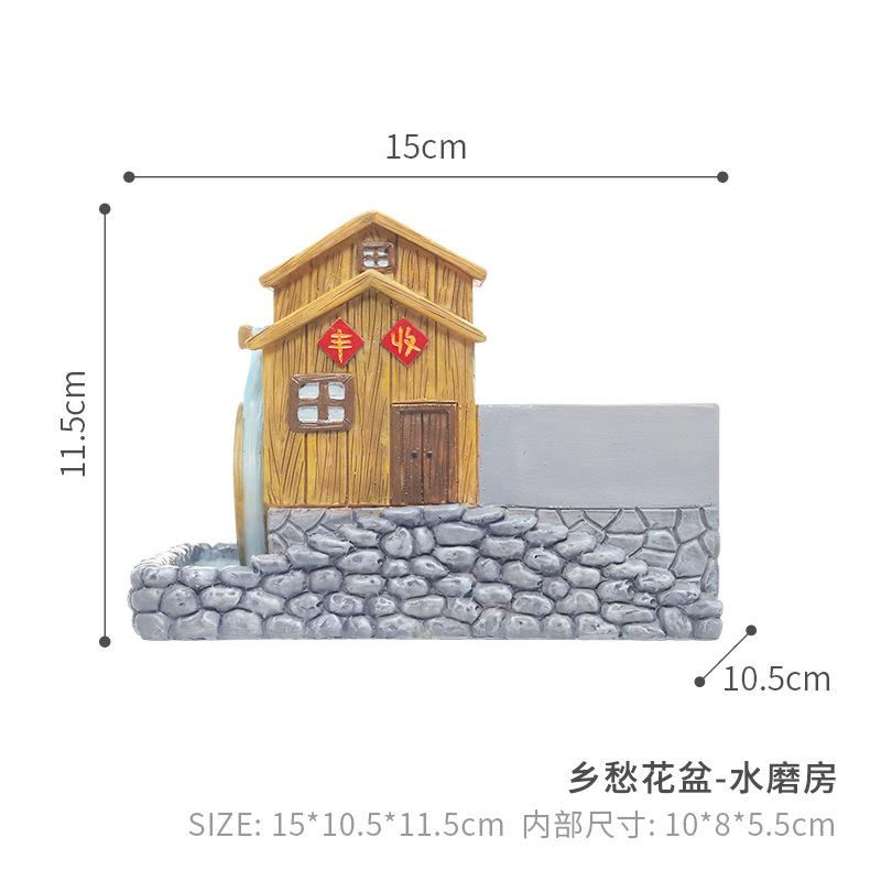 Chậu cây mọng nước resin phong cách nông trại vintage, chậu mini trang trí nhà, ban công và sân vườn (RG-253)