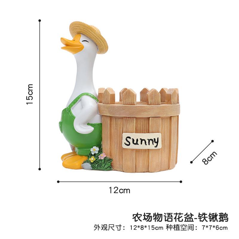 Chậu cây hình ngỗng hoạt hình resin, chậu mọng nước mini, trang trí sân vườn và ban công (RG-79)