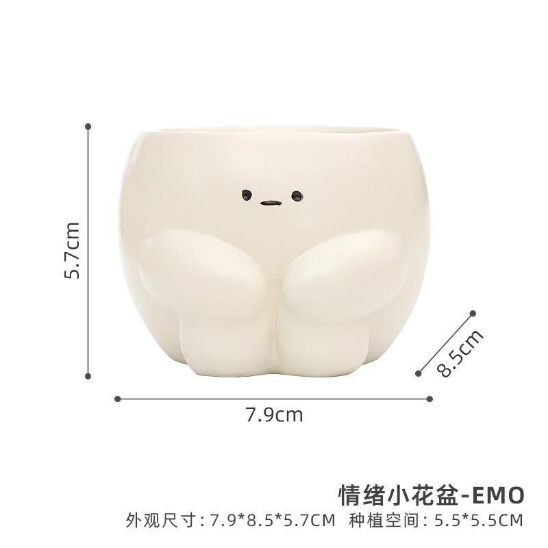 Chậu cây mọng nước mặt biểu cảm hoạt hình resin, chậu mini để bàn, trang trí sân vườn (RG-65)