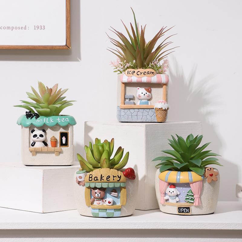 Chậu cây mọng nước resin trang trí sân vườn, chậu cây mini ban công, tiểu cảnh DIY (RG-27)