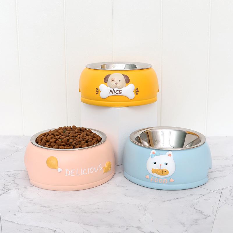 Bát ăn uống cho thú cưng bằng inox, bát mèo chống đổ, chống trượt, phụ kiện nuôi thú cưng (RG-256)