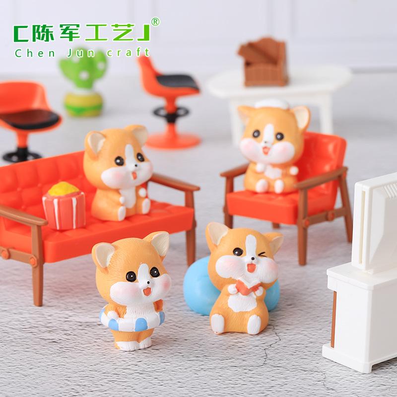 Tiểu cảnh chó Corgi đáng yêu resin trang trí chậu cây (TZC-668)