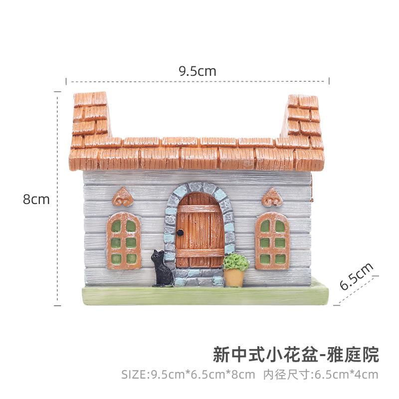Chậu cây hình ngôi nhà đồng quê resin, chậu mọng nước mini, trang trí bàn và sân vườn (RG-80)