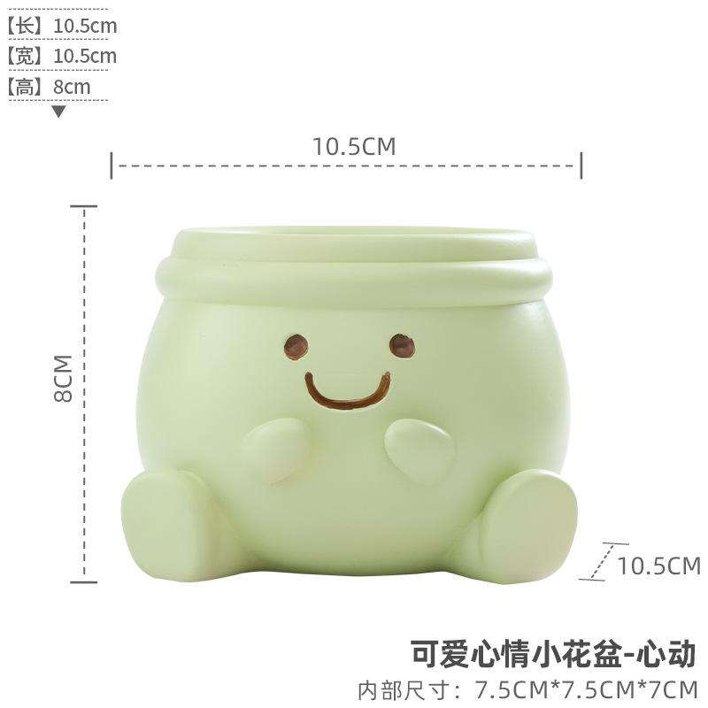 Chậu cây mọng nước mặt cười resin, chậu mini để bàn, trang trí sân vườn và ban công (RG-75)