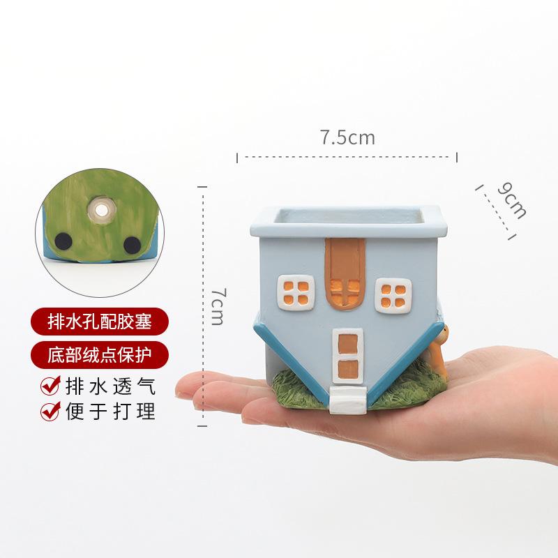 Chậu cây mọng nước hình ngôi nhà lộn ngược resin, chậu mini để bàn, trang trí tiểu cảnh (RG-154)