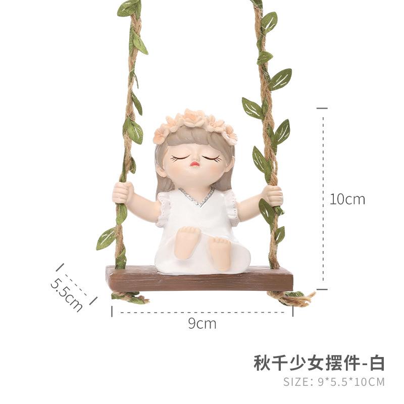Móc treo xích đu cô gái resin, phụ kiện tiểu cảnh sân vườn, trang trí vườn và ban công (RG-234)